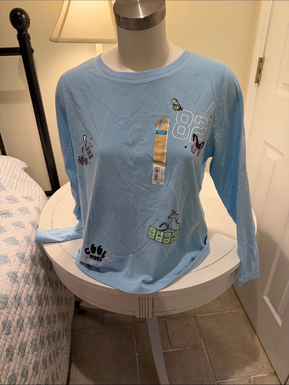 Women’s ThereAbouts  Long-Sleeve Graphic Tee - Light Blue size 2xl